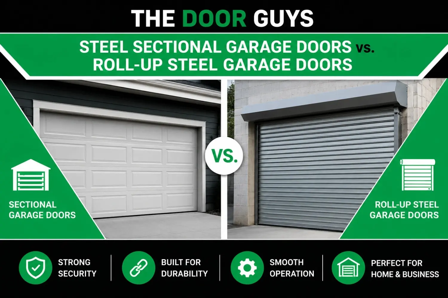 Steel Sectional Garage Doors vs. Roll-Up Steel Garage Doors What's the Difference | The Door Guys