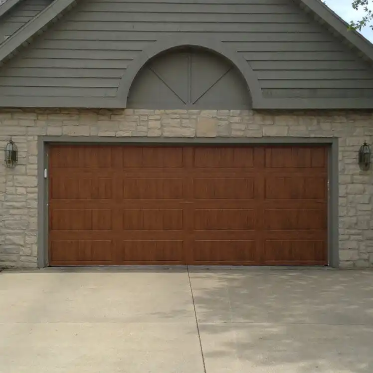 wood-look raised panel sectional garage door | The Door Guys